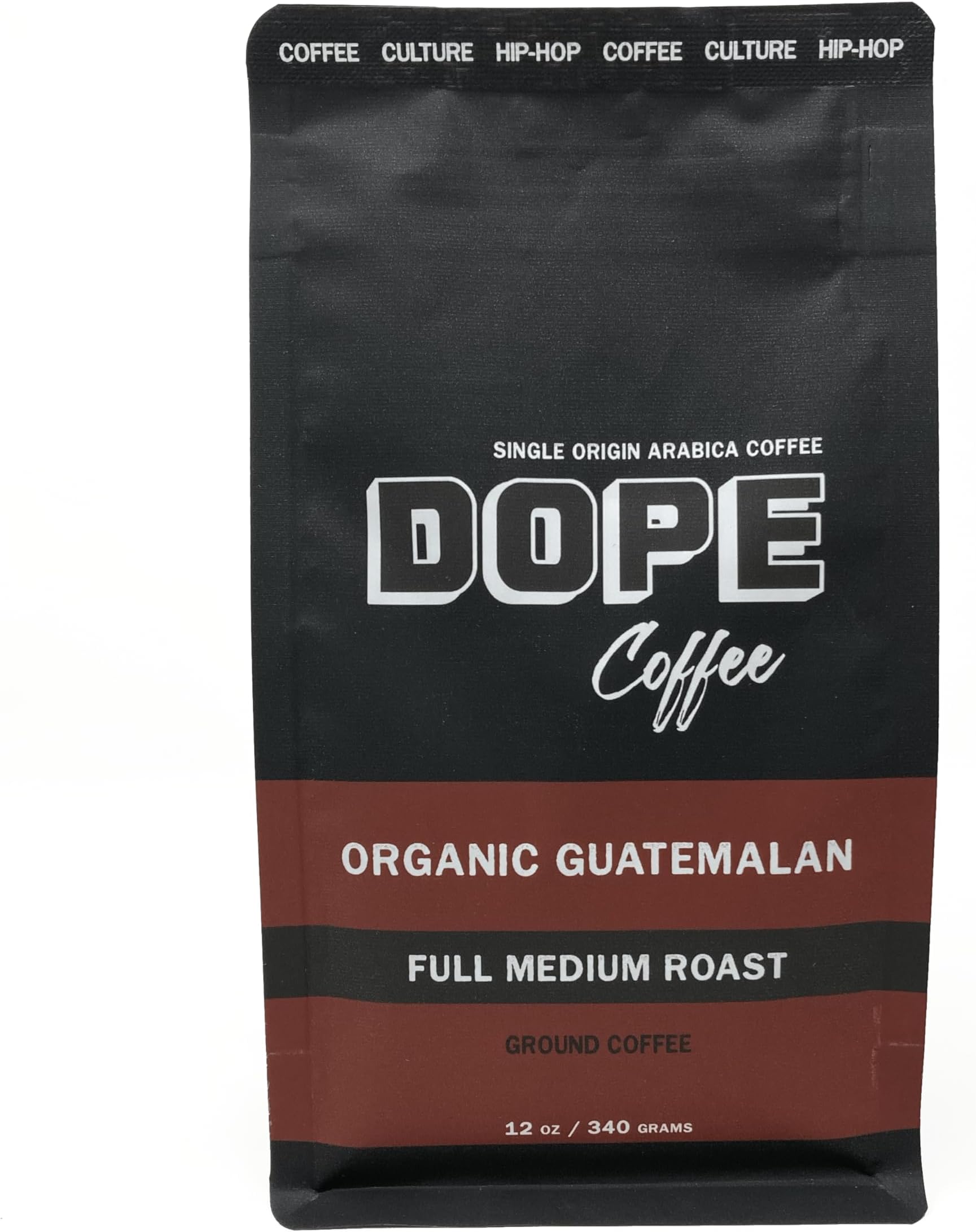 Dope Coffee Ground Coffee Organic Guatemalan Full Medium Roast, 100% Organic Fair Trade, 100% Arabica Coffee, 12oz