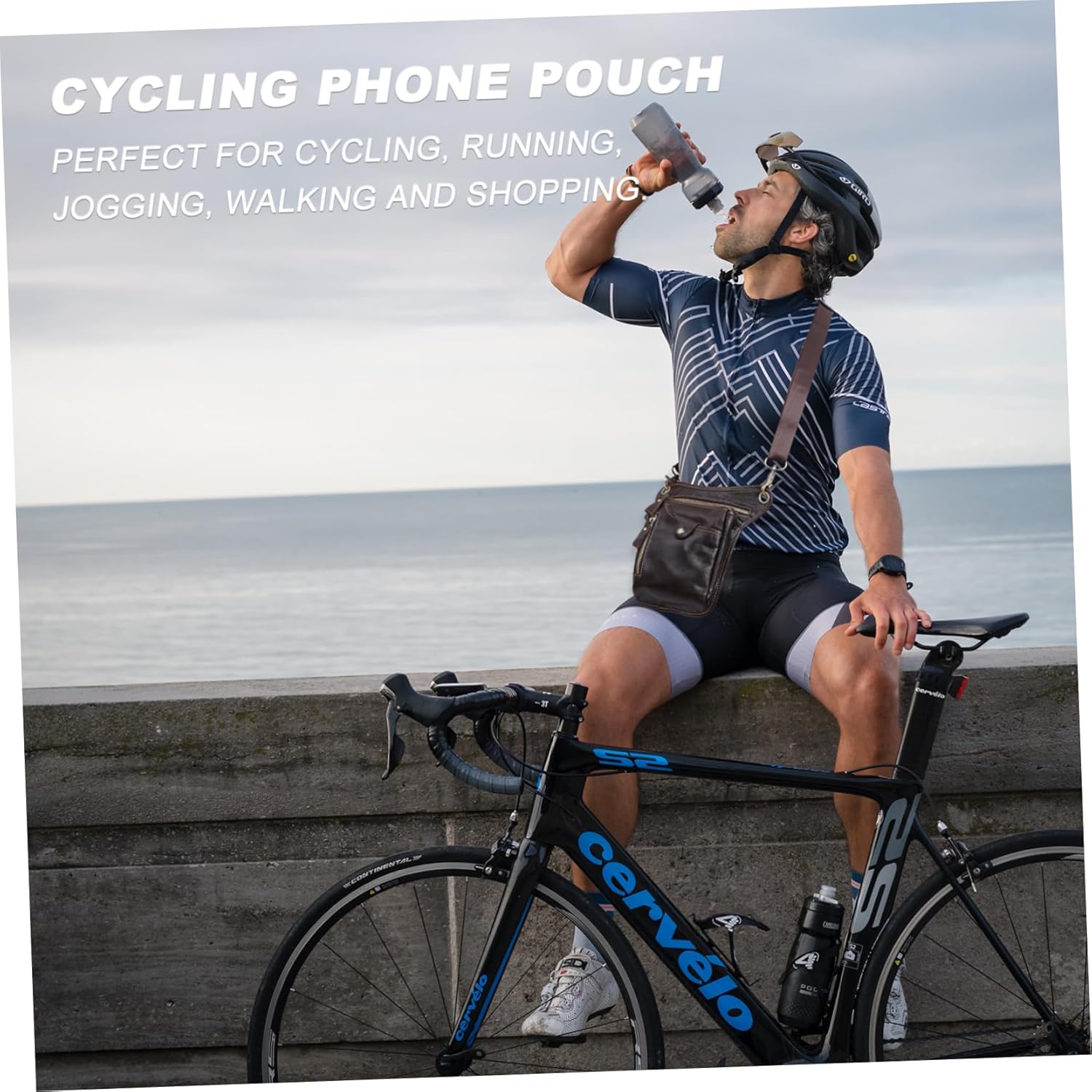 HANABASS 1pc Vintage Cycling Phone Bag for Men Pu Leg Pouch for Outdoor Sports Fits Phones for Biking and Hiking Multi-purpose Waist Pack