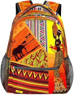 Mochilas escolares leves para meninos e meninas adolescentes mulheres africanas ziguezague à prova d'água 16 polegadas mochilas para laptop de viagem casual mochila adequada para homens e mulheres trabalho viagens caminhadas acampamento, Multicor, Medium