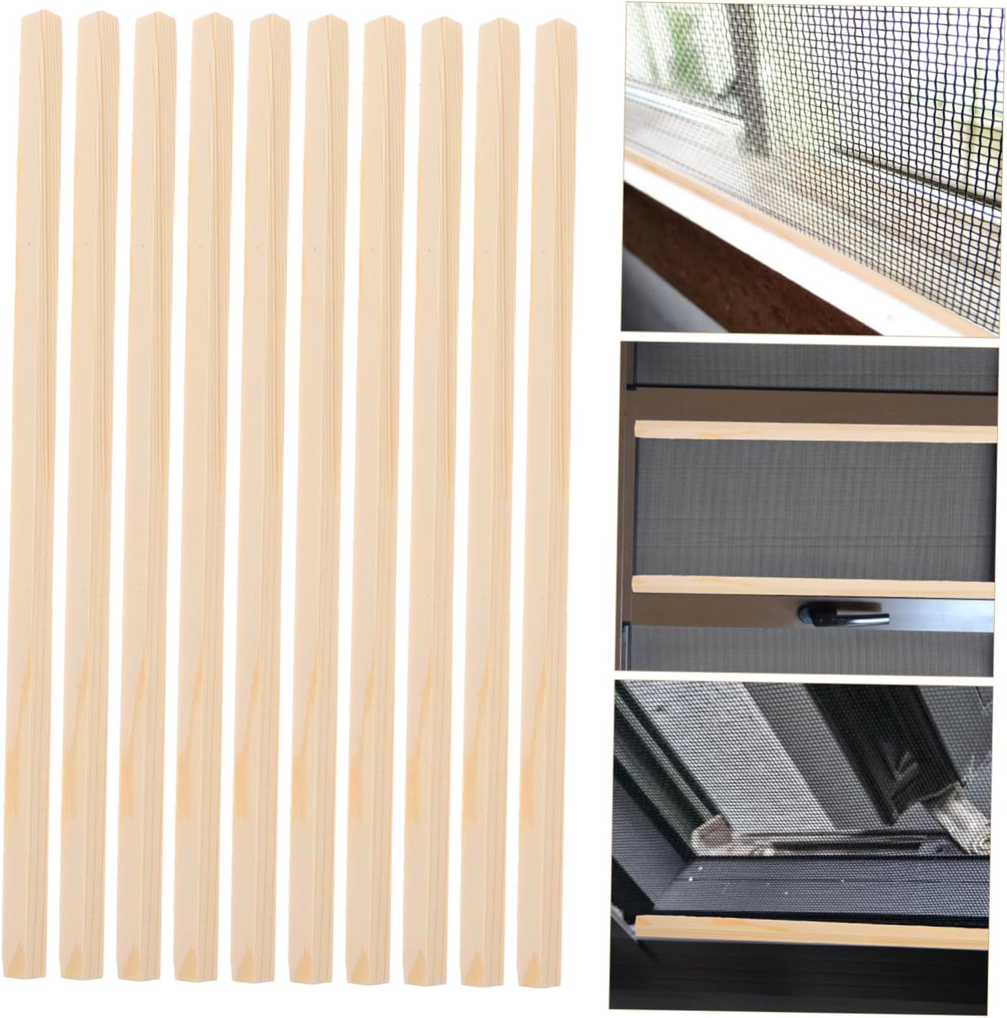 Gatuida 10pcs Wooden Molding Trim for Window Decoration Window Screen Modeling Strips Smooth Pine for Home Decor and Photo Props