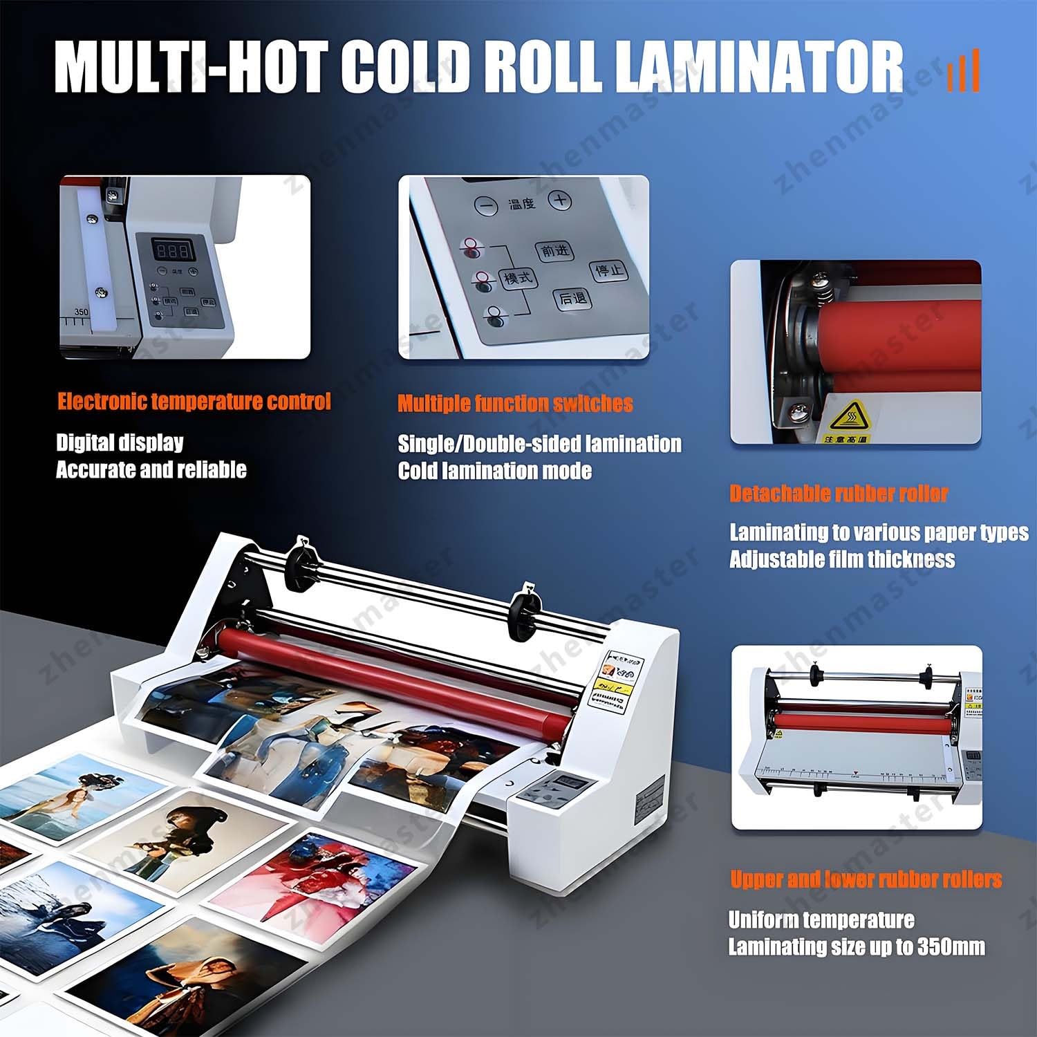 Macchina per Plastificare Professionale 13 Pollici, Laminatrice a Caldo e a Freddo con Doppio Riscaldamento, Controllo Elettronico di Temperatura, Ideale per Scuola, Studio Grafico e Ufficio