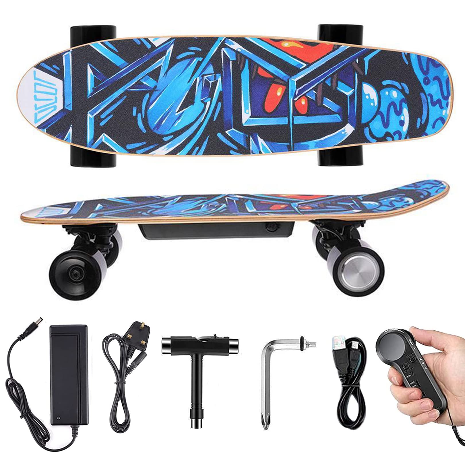 Photo 1 of **ONLY THE BOARD**  Electric Skateboard Complete with Wireless Remote Control 350W Motor, 7 Lays Maple Longboard, Three-Speed Adjustable, Skate Boards Great for Teenager and Adult [US Stock] blue