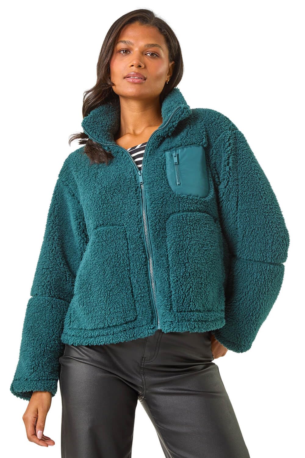 Roman Women's Fleece Jacket - Teal - Size 20