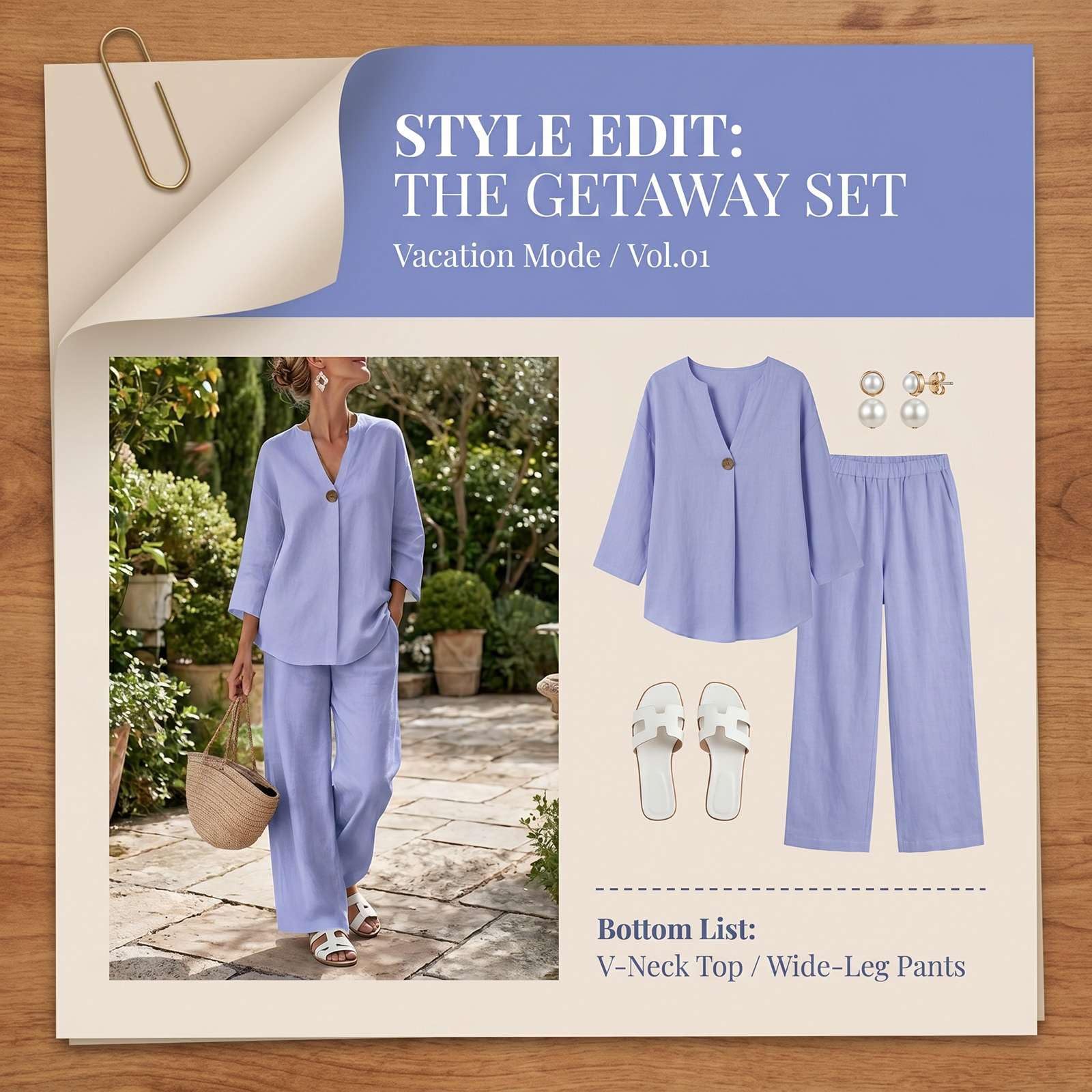 Completo Donna Estivo Boho Tuta Set 2 Pezzi Effetto Lino Pantaloni Larghi e Top Scollo a V 3/4 Tute Casual Mare Vacanza Co-ord Cotone Leggero Outfit Elegante