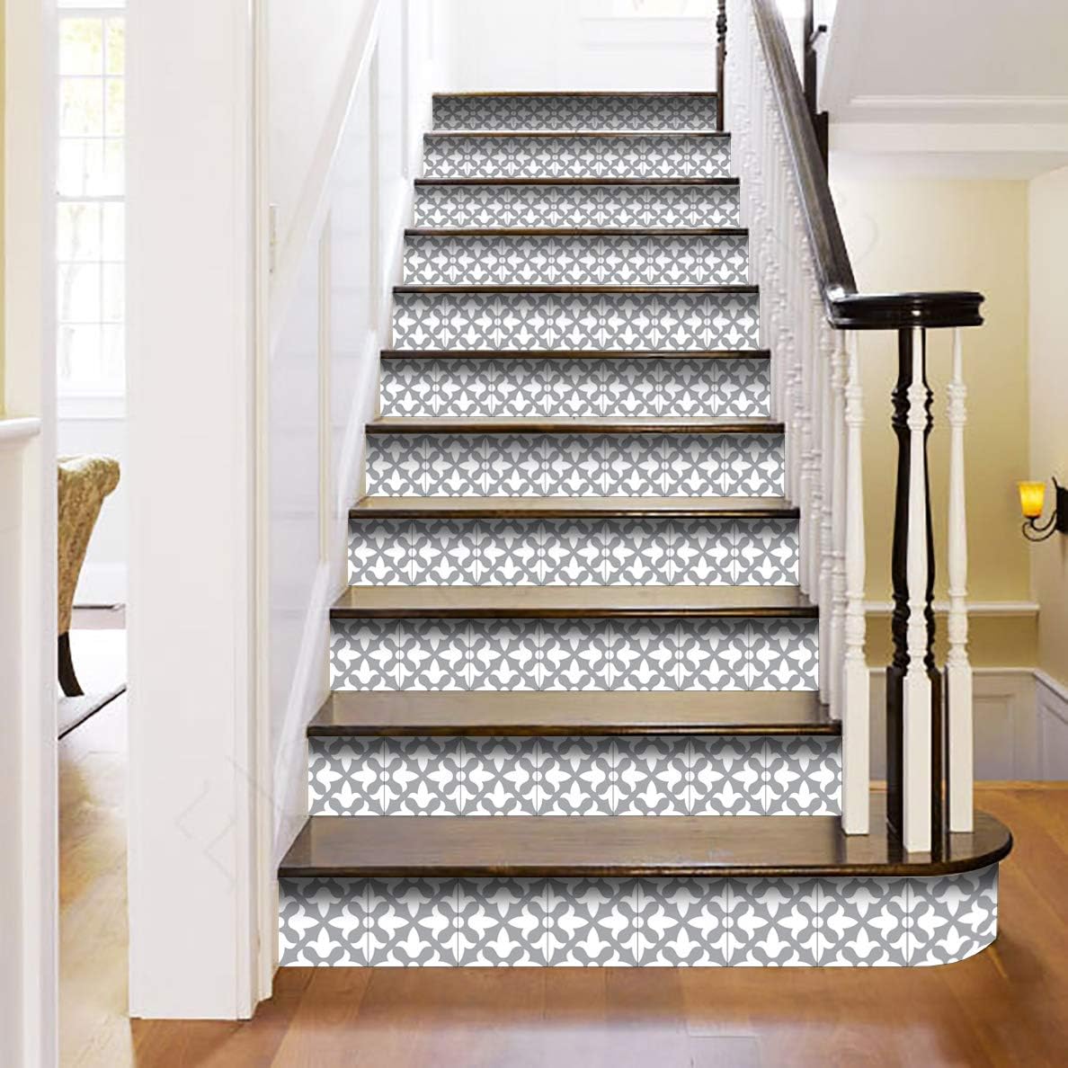 Mi Alma Gray Decorative Tile Stickers Peel and Stick Tile Stickers 24 PC Set backsplash Tile Decals Bathroom & Kitchen Vinyl Wall Decals Just Peel Stick Home Decor (Blossom, 5x5 Inch)