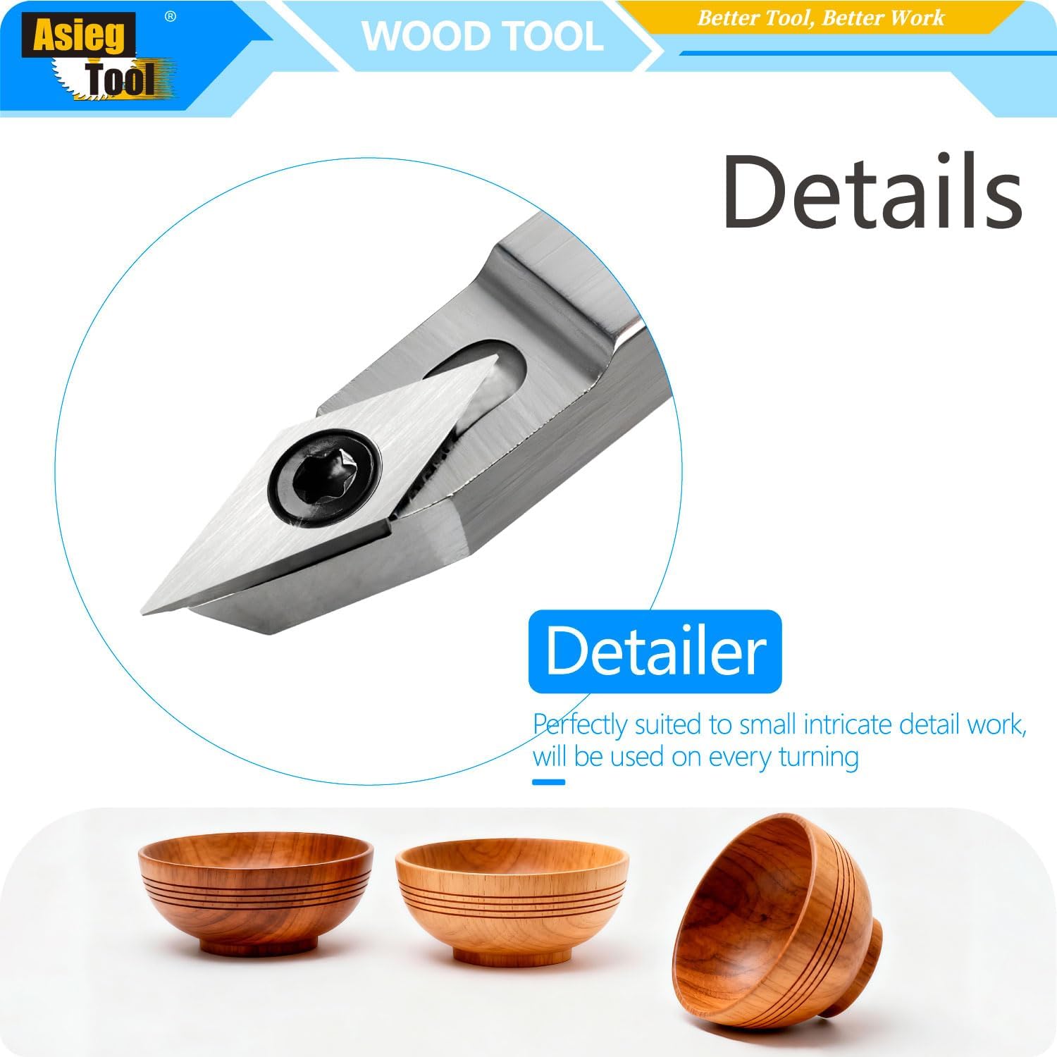 19.68Inches Wood Turning Tools Radius Detailer Carbide Tipped Lathe Chisel Tool Bar with Ci4 Diamond Carbide Insert for Wood Hobbyist or DIY or Carpenter