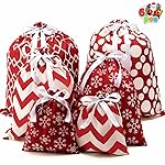 JOYIN 6 PCs Fabric Gift Bags Red Elegant Color with 3 Sizes for Each Season, holiday present Giving, Holiday Presents Dcor, Giant Gifts Decorations.