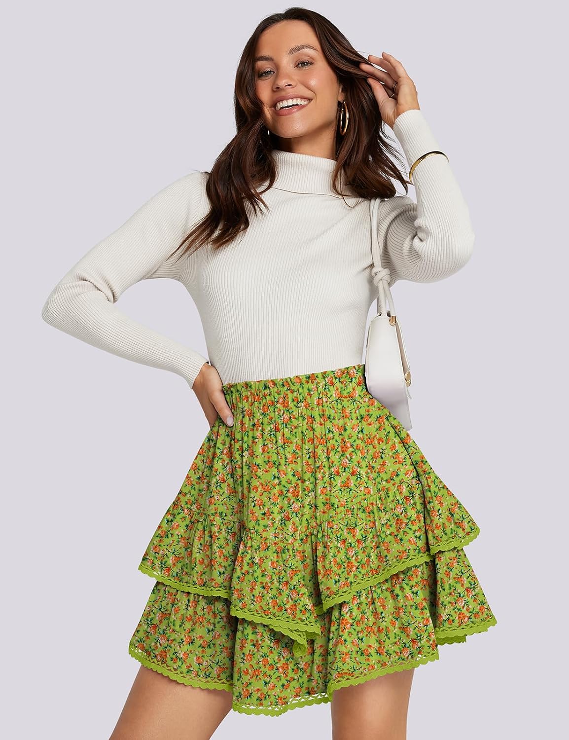 TARSE Womens Flowy Shorts High Waist Pleated Mini Skirts Casual Boho Ruffle Tiered Skorts Cute Versatile Fashion Shorts - Image 3