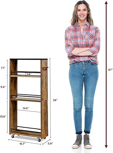 Miniatura 2 de Frylr Carrito de almacenamiento delgado  Armario de almacenamiento estrecho de 6 pulgadas de ancho para espacios pequeños, carritos de cocina con
