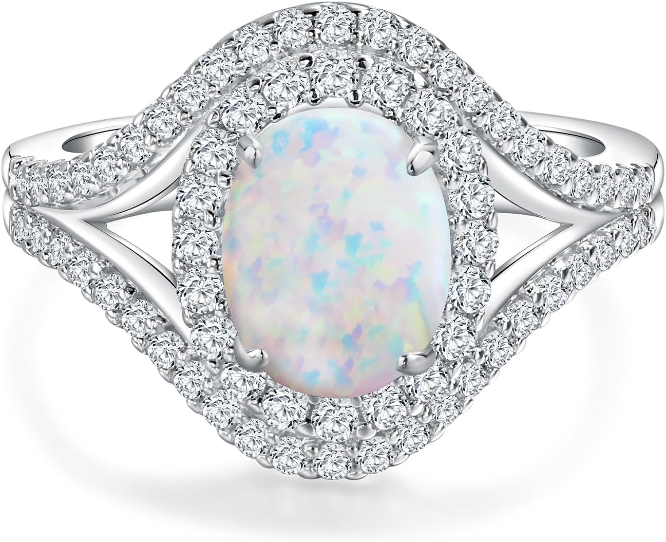 Womens Engagement Ring 925 Sterling Silver Oval Elongated Cushion Cut Sapphire/Ruby/Emerald/Opal Gemstone Anniversary Statement Cocktail Halo Ring Size 6 to 10 (with Gift Box) - Image 8