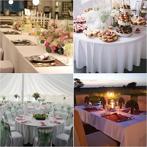 Miniatura 6 de Paquete de 2 manteles redondos impermeables, 120 pulgadas, resistentes a las manchas y a las arrugas, mantel de tela para cocina, comedor, boda,