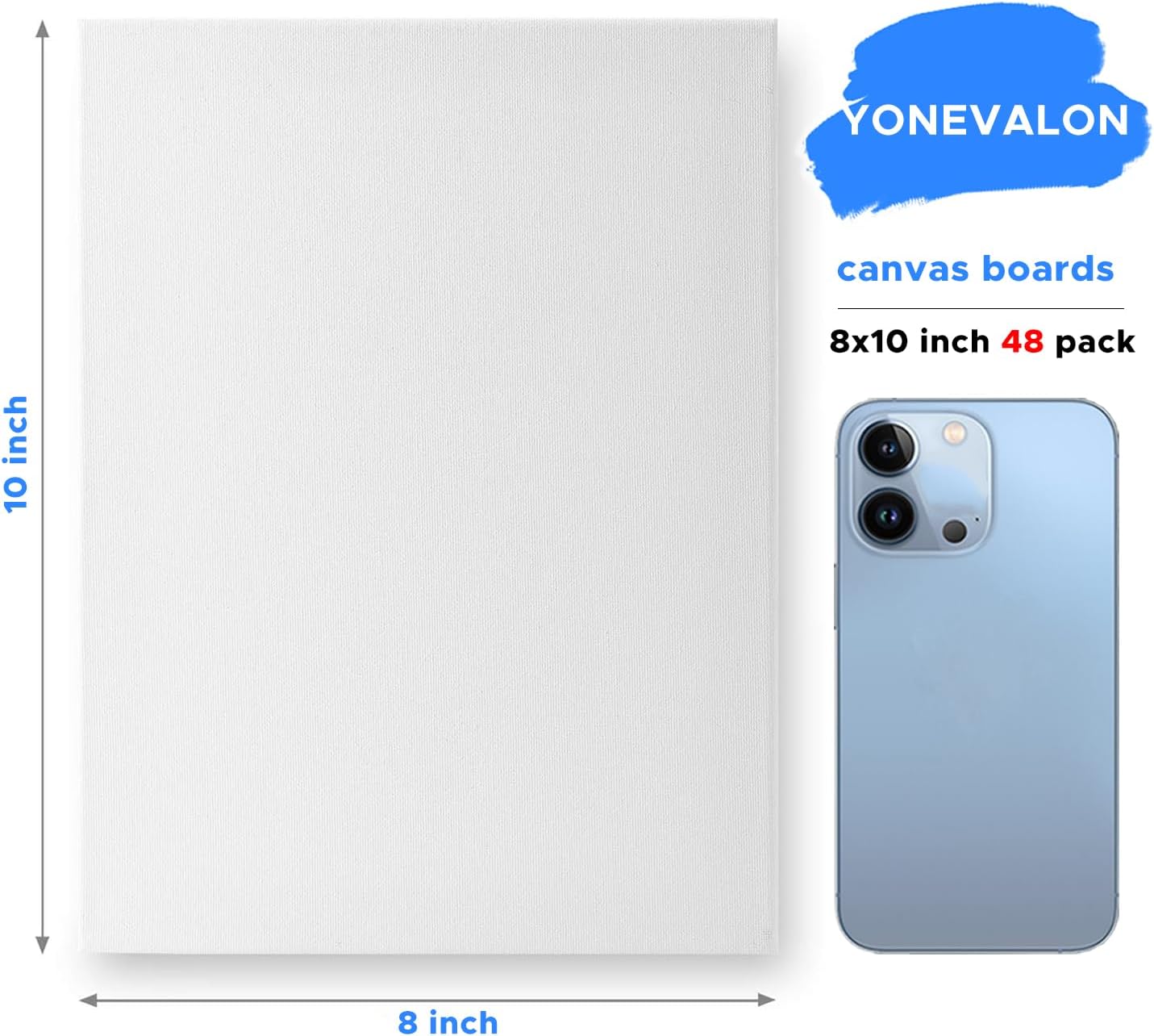 Canvases for Painting 48 Pack, 8x10 inch Blank Canvas Boards, Primed Acid-Free 100% Cotton Canvas Panels for Acrylic Oil Tempera Watercolor Paints, Art Supplies - Image 2