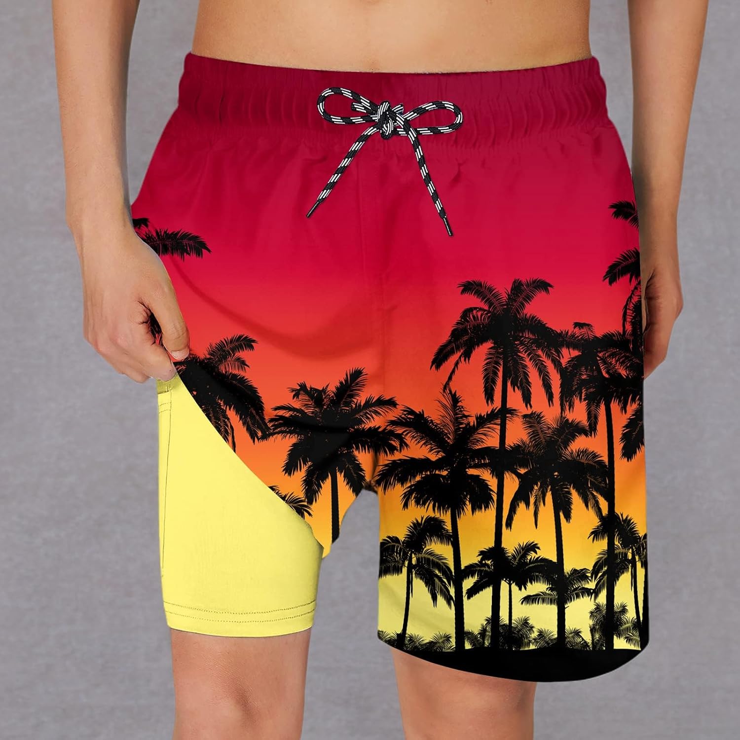 Cozople Boys Swim Trunks Compression Liner Swim Shorts Quick Dry Bathing Suit with Boxer Brief Swimwear 2-20T