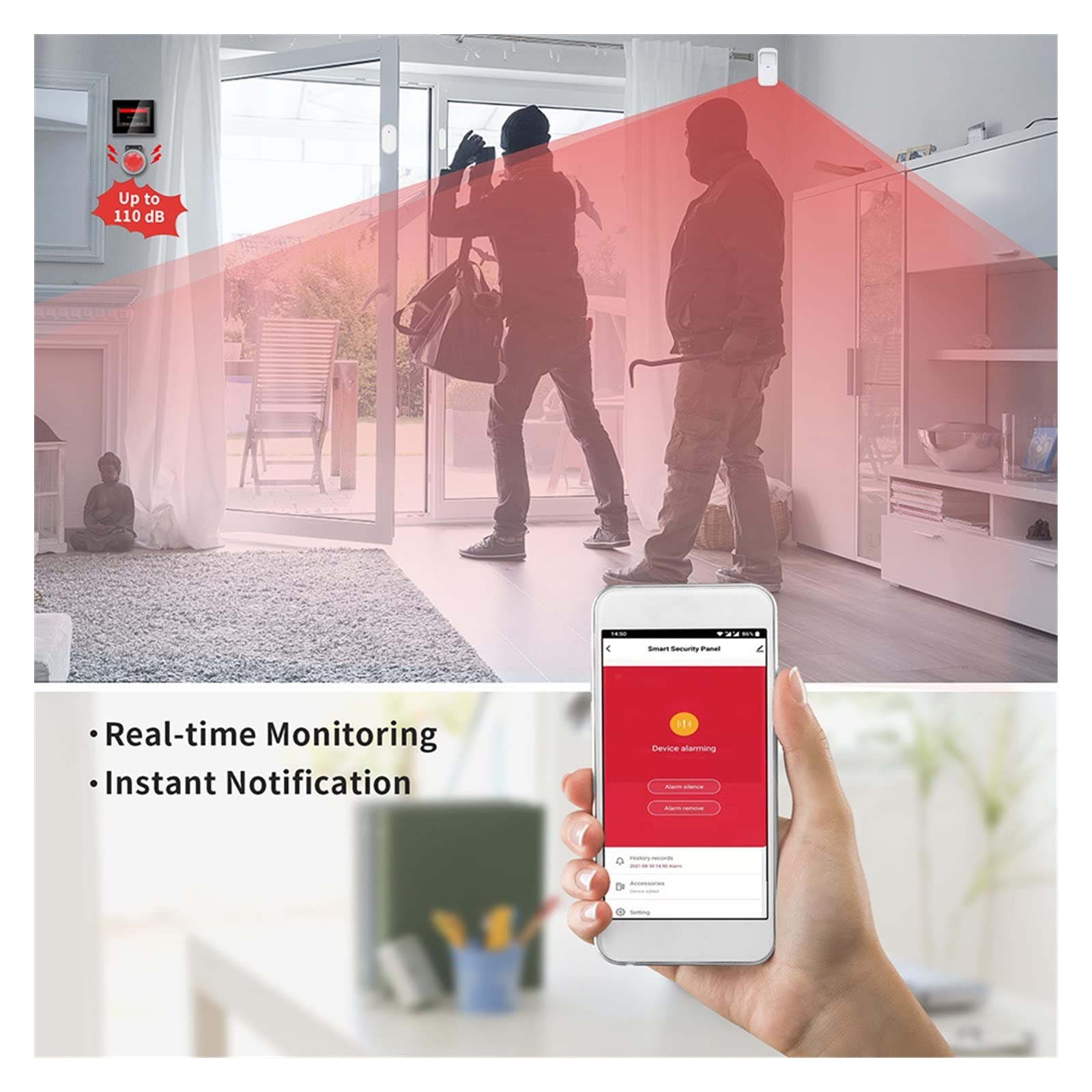Sistema di Allarme di Sicurezza Domestica, di Allarme Sicurezza Domestica Wireless 4G 433 MHz Smart antifurto con Sirena Solare Tuya(Ost-10-H501-4G-H)