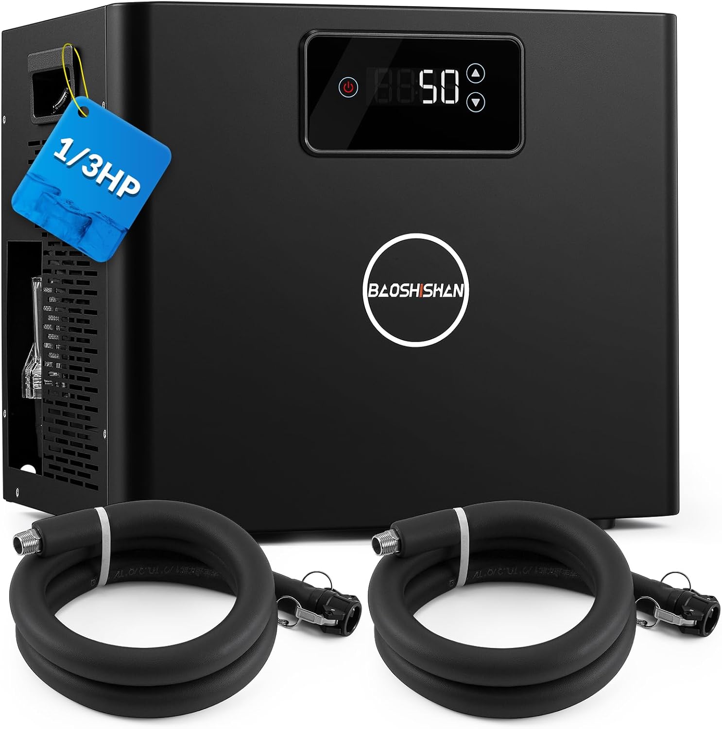 baoshishan ice bath chiller 1/3 hp cold plunge chiller, ultimate muscle recovery system, fast cooling to 50f, easy setup with insulated hose & built-in pump, metal filter 110v