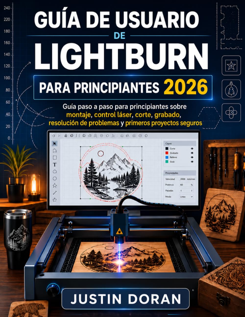Guía De Usuario De Lightburn Para Principiantes 2026: Guía paso a paso para principiantes sobre montaje, control láser, corte, grabado, resolución de problemas y primeros proyectos seguros