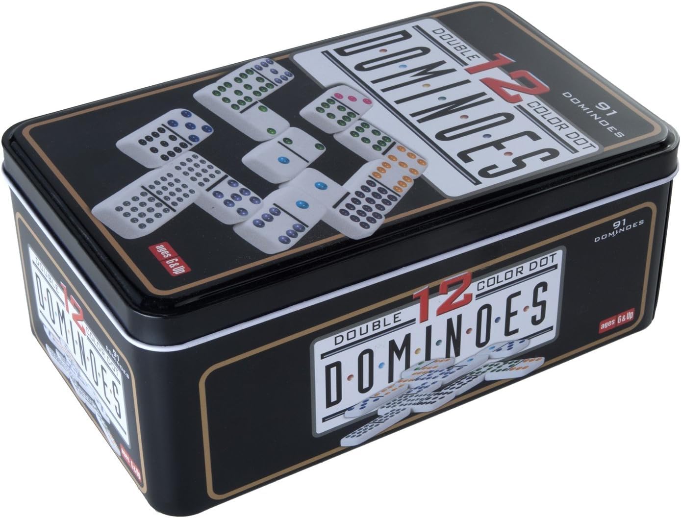 Domino Jeu de Table ou Domino Professionnel 28-91 Pièces avec Boîte Métallique Classique Sophistiqué et Toujours Divertissant Ajoutez du Style à Vos Moments de Stratégie (91)