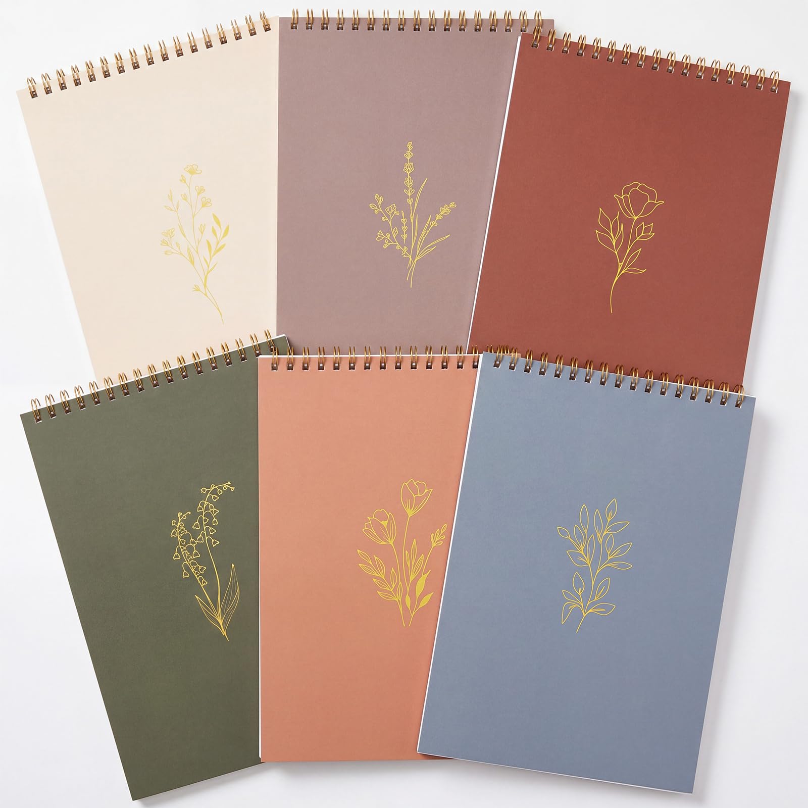 Gueevin 6 Pack Top Spiral Steno Pads Aesthetic Spiral Notebooks 6 x 9 Inches 140 Pages/ 70 Sheets Cute Notebook for Work Students School Office Supplies