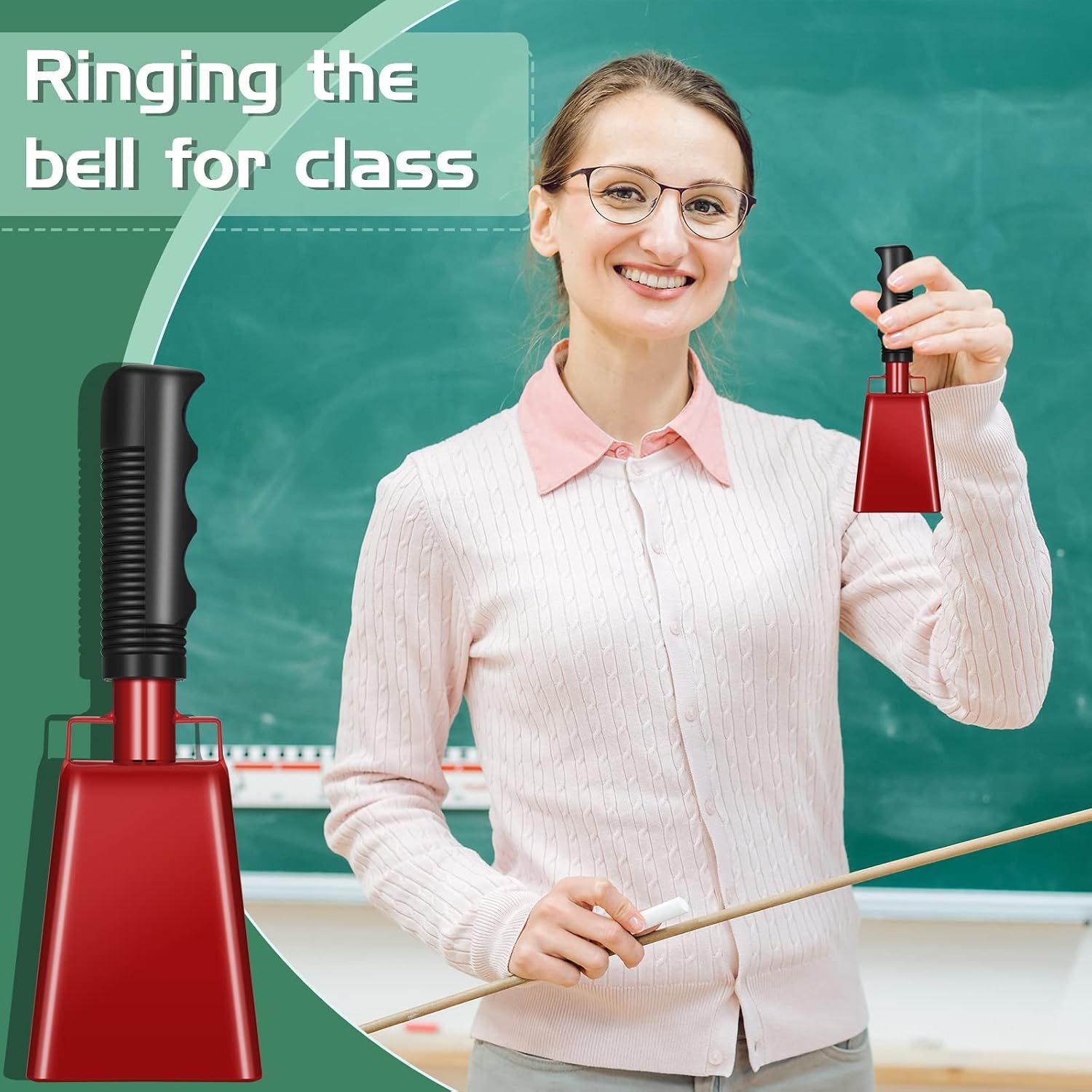 Marspark 2 Pieces Steel Cowbell with Handle 8.86 Inch Cheering Cow Bell Metal Noise Maker Loud Call Bell for Ball Games Football Hockey Sports Event Wedding Farm, Copper