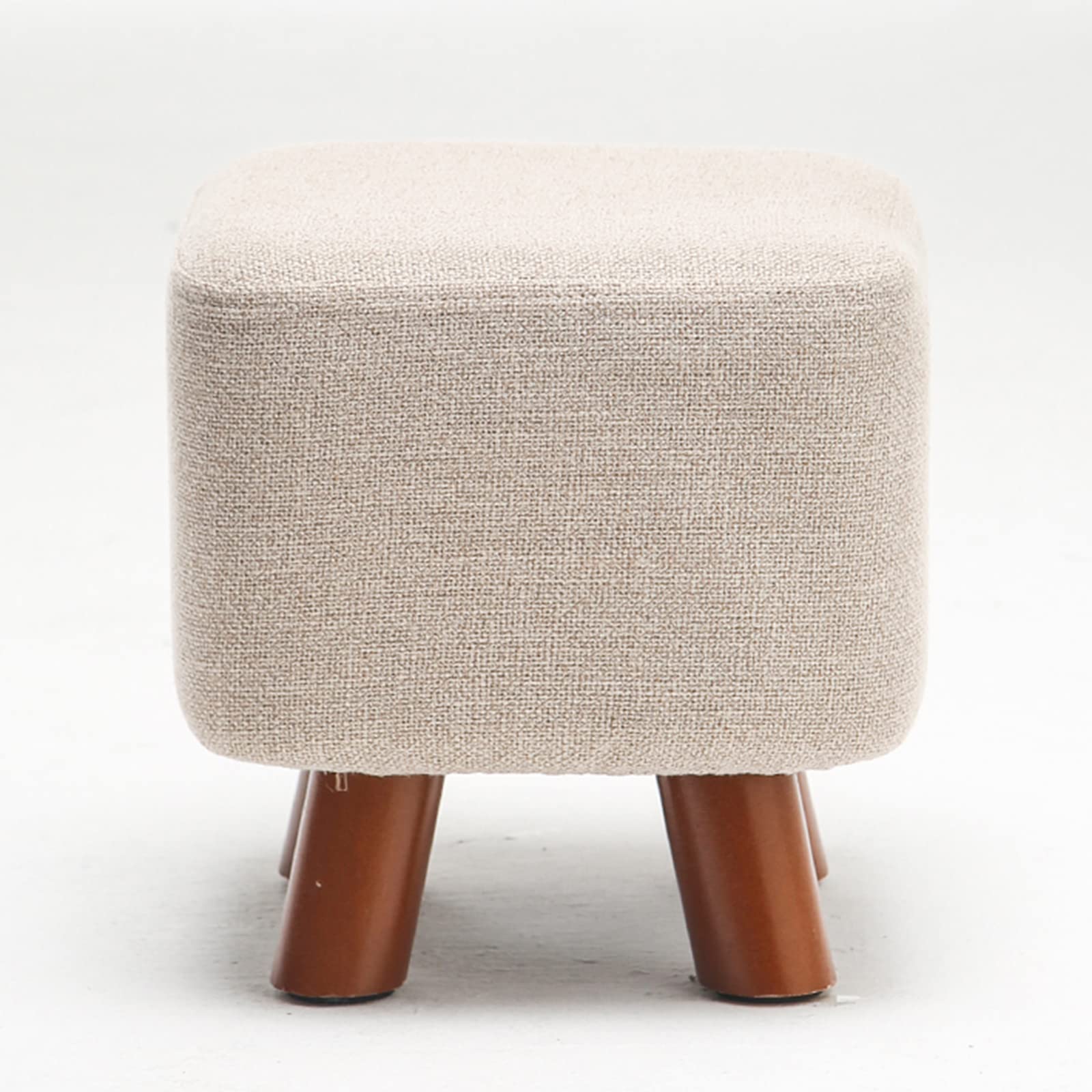 Repose-pieds rond ottoman en lin gris clair, tabouret compact de 28 cm pour salon
