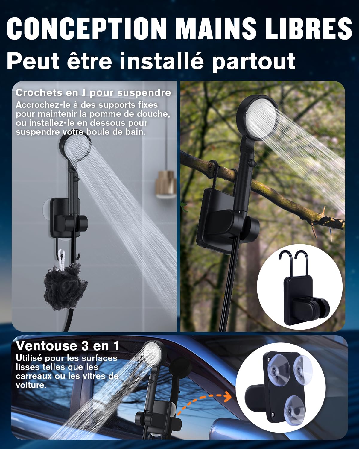 Spopal Douche Portable,[20L&IPX8 Étanche] Kit Douche Camping,avec Seau,Robuste,Durable,10000mAh,Charge Type-C,5 Vitesses,Écran Intelligent,pour Bain des Animaux,Camping et Voyages