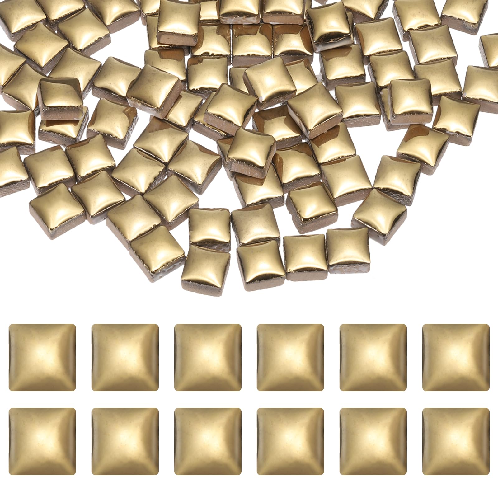 sourcing map 9mm Square Mosaic Tiles 300g Ceramic Mosaic Pieces Gold Tone