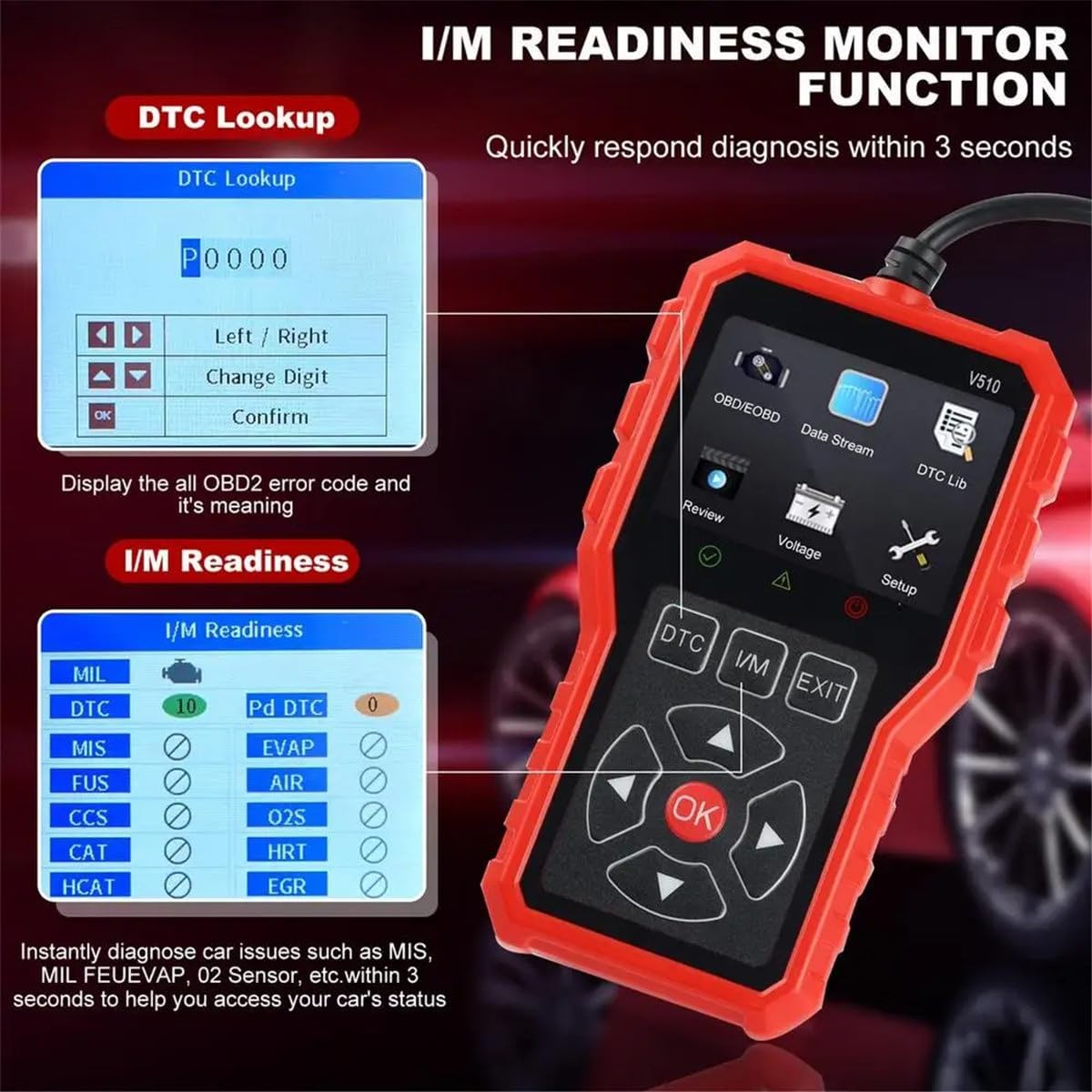 Car Code Reader 2-in-1 Instrument Read And Clear Error Data Fault Scanner Automotive Diagnostic Scan Tool Car Engine Fault Code