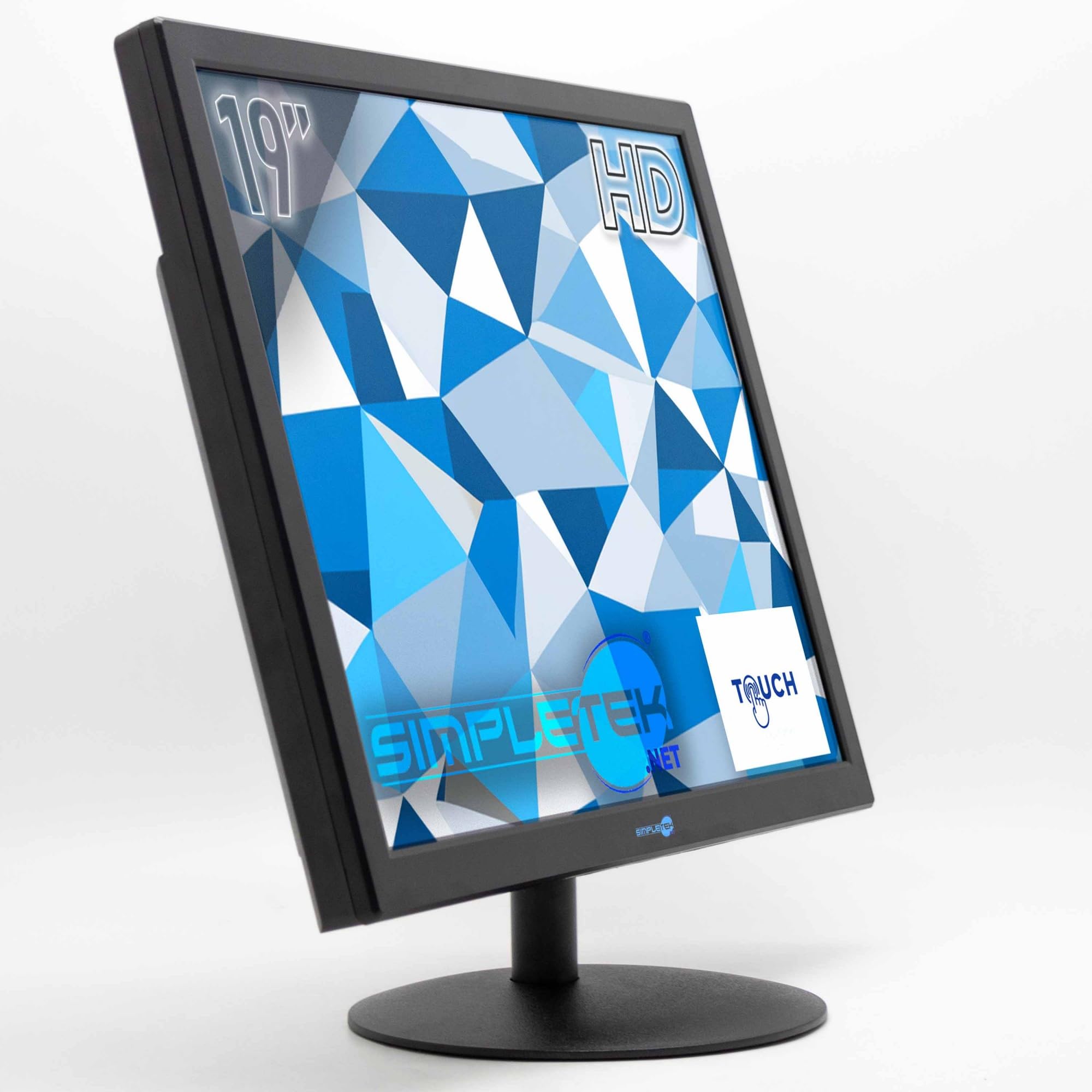 SIMPLETEK - Monitor 19" Touch | Risoluzione HD Formato 4:3 - Schermo Touchscreen HDMI VGA Speaker integrati, ideale per Casse DVR Compatibile Con Windows/macOS/Linux