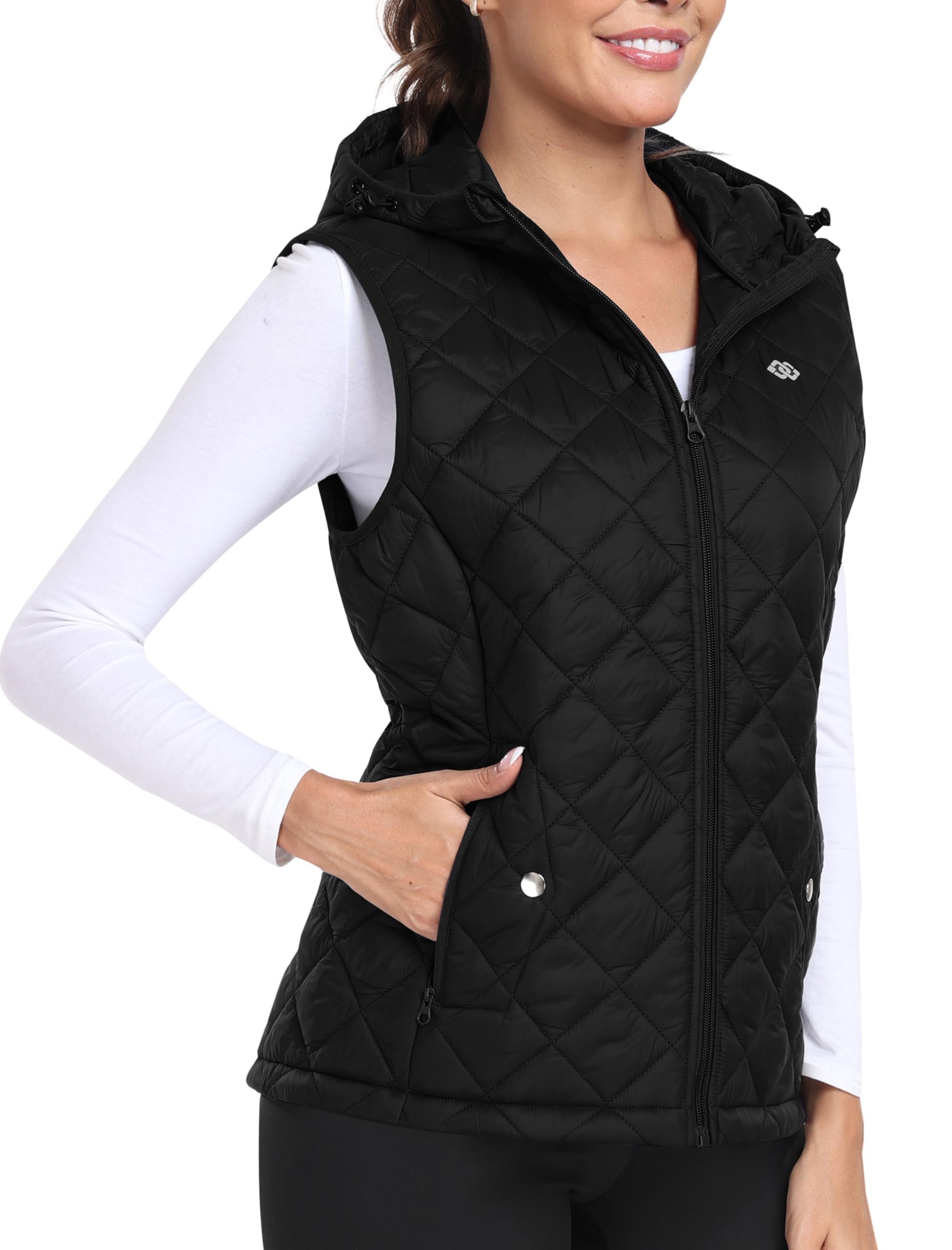 MoFiz Mujer Chaleco Ligero Chaleco Acolchado con Capucha Cálido Elegante Chaquetas Sin mangas invierno Chaleco Plumas con Bolsillos Cerniera