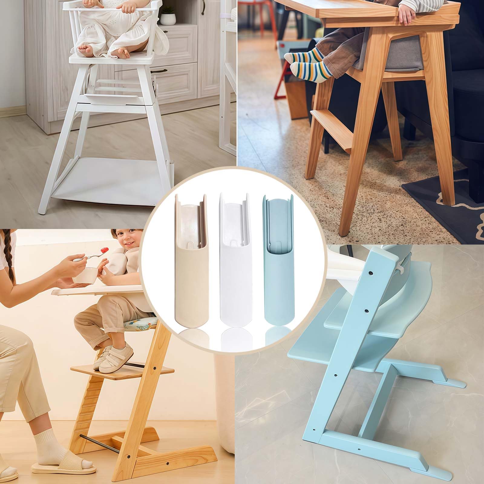 Stokke Tripp Trapp Protezione Antiribaltamento 2 Pezzi Set Pattini Estesi Accessorio Prolungamento Base Coprigamba Colore Legno
