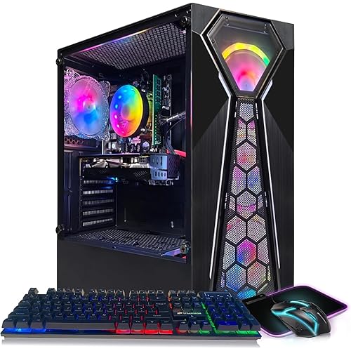 STGAubron Gaming PC Desktop Computer, Intel Core i5-9400F up to 4.1GHz, Radeon RX 580 16G, 16G DDR4, 512G SSD, 600M WiFi, BT 5.0, RGB Fan x4, Windows 11 Home