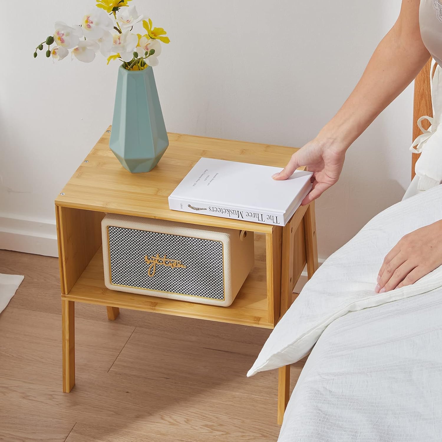 Buy Pipishell Bamboo Stackable End Tables, Wood Living Room Nightstand