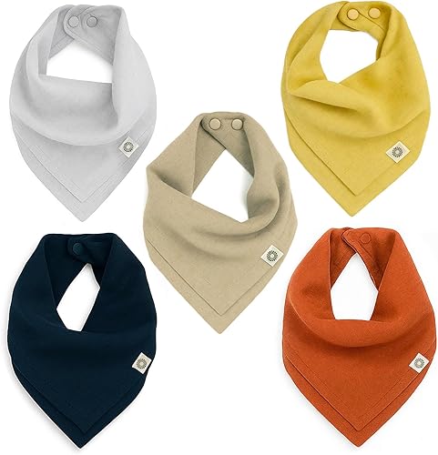Kishu Baby Indi GOTS - Juego de baberos de muselina orgánica para bebé, juego de baberos reversibles de 4 vías