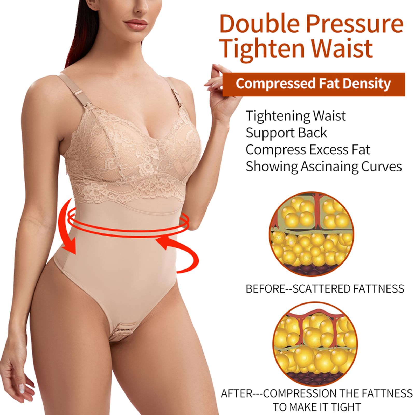 Kanten string bodysuit dames naadloze full body shaper, afslankende taille buikcontrole ondergoed platte buik glad korset