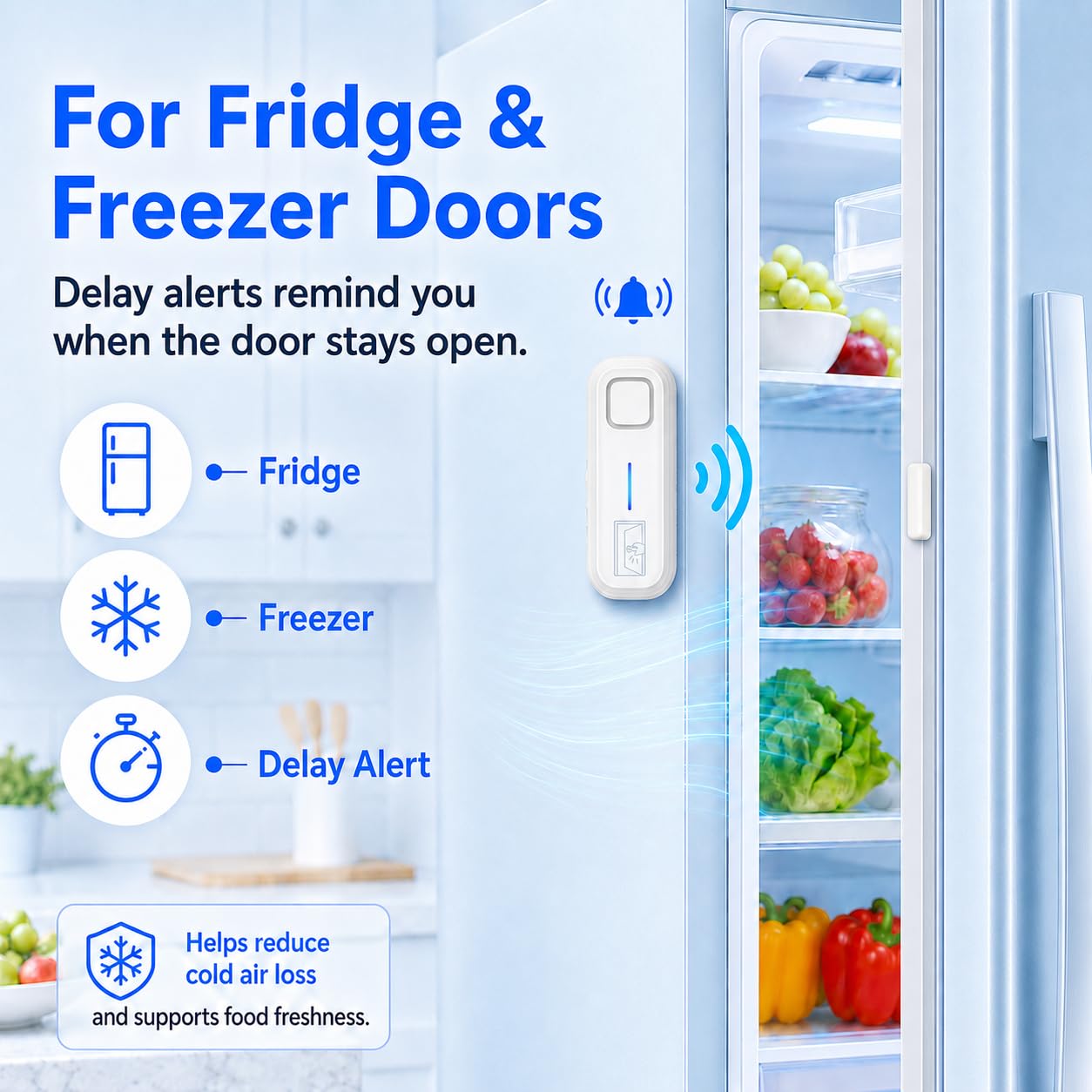 SANJIE Allarmi per porta quando aperto con avvisi istantanei e ritardati 30s/1min/2min/4min, allarme 2 in 1 con sensore di allarme per porta, allarme per casa, negozio, ufficio, sicurezza quando si