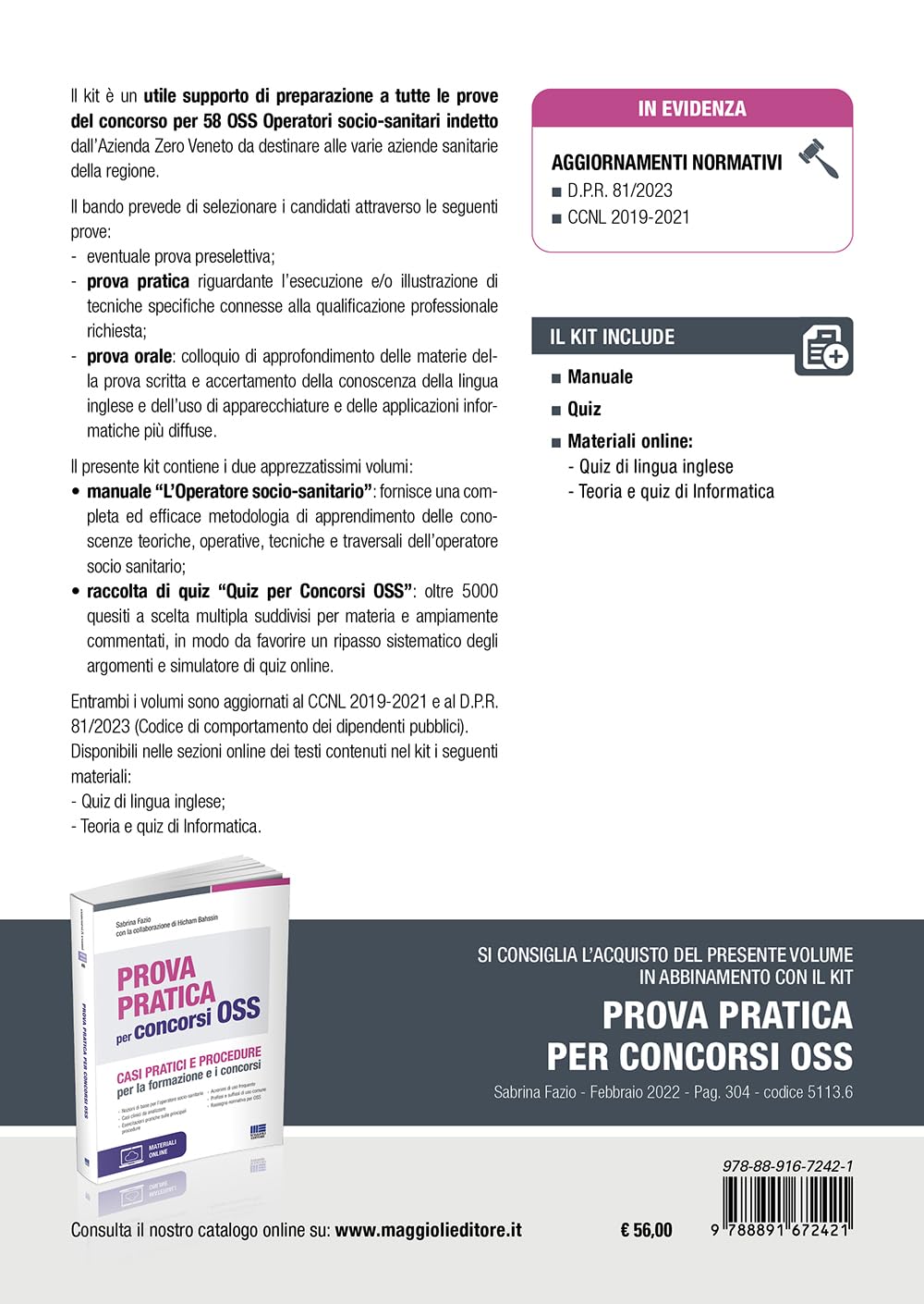 Concorso 58 OSS Azienda Zero Regione Veneto. Kit. Teoria e test per la preparazione al concorso
