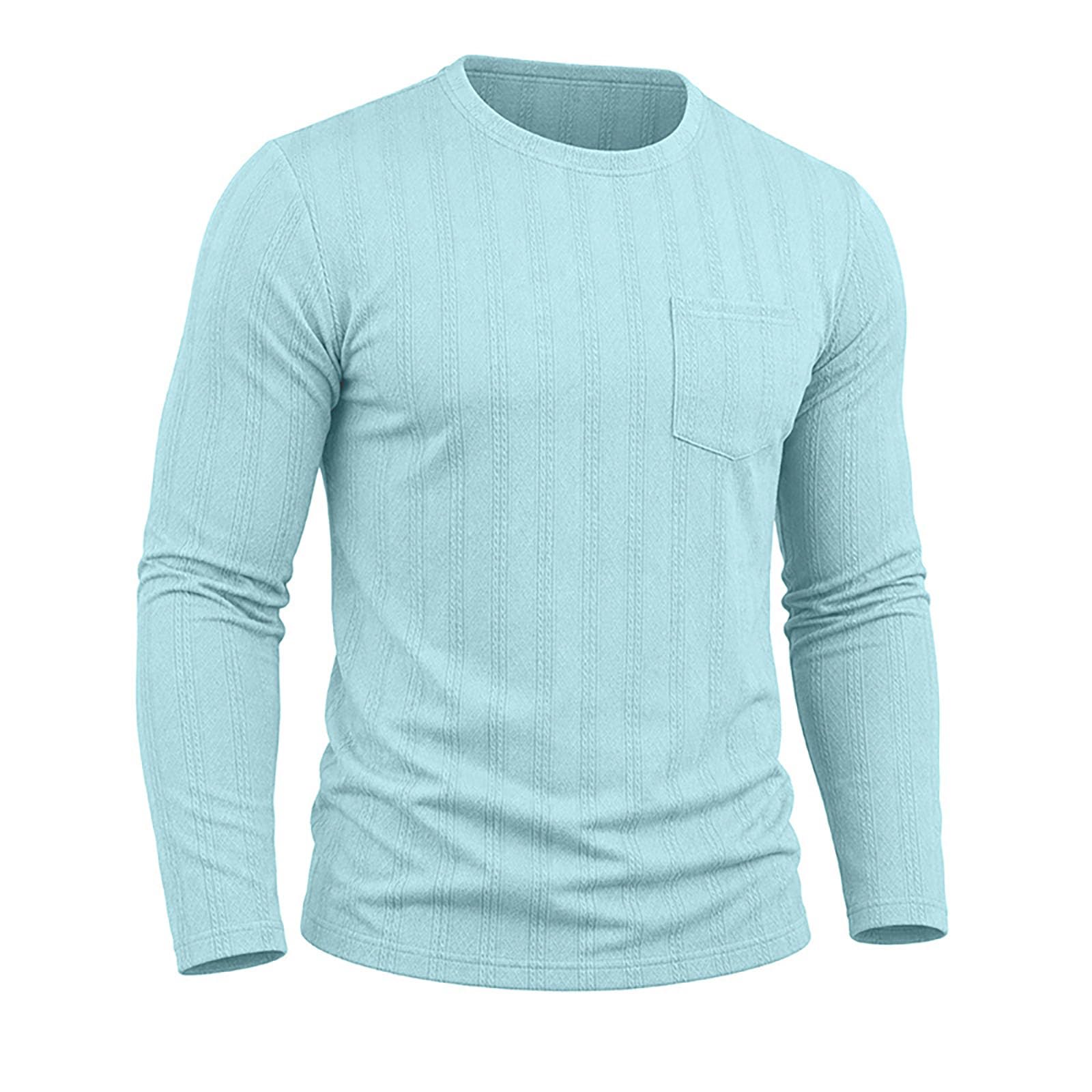 T-Shirt Homme Manches Longues col Rond avec Poche plaquée, Coton côtelé texturé de qualité, Coupe régulière ajustée et Respirante, idéal pour Un Usage Quotidien