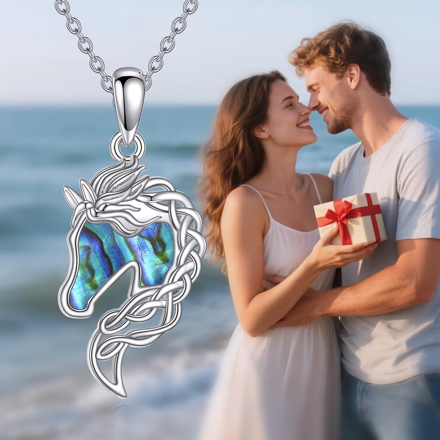Horse Necklace 925 Sterling Silver animal Pendant Gemstone Jewelry Gift for Women Men