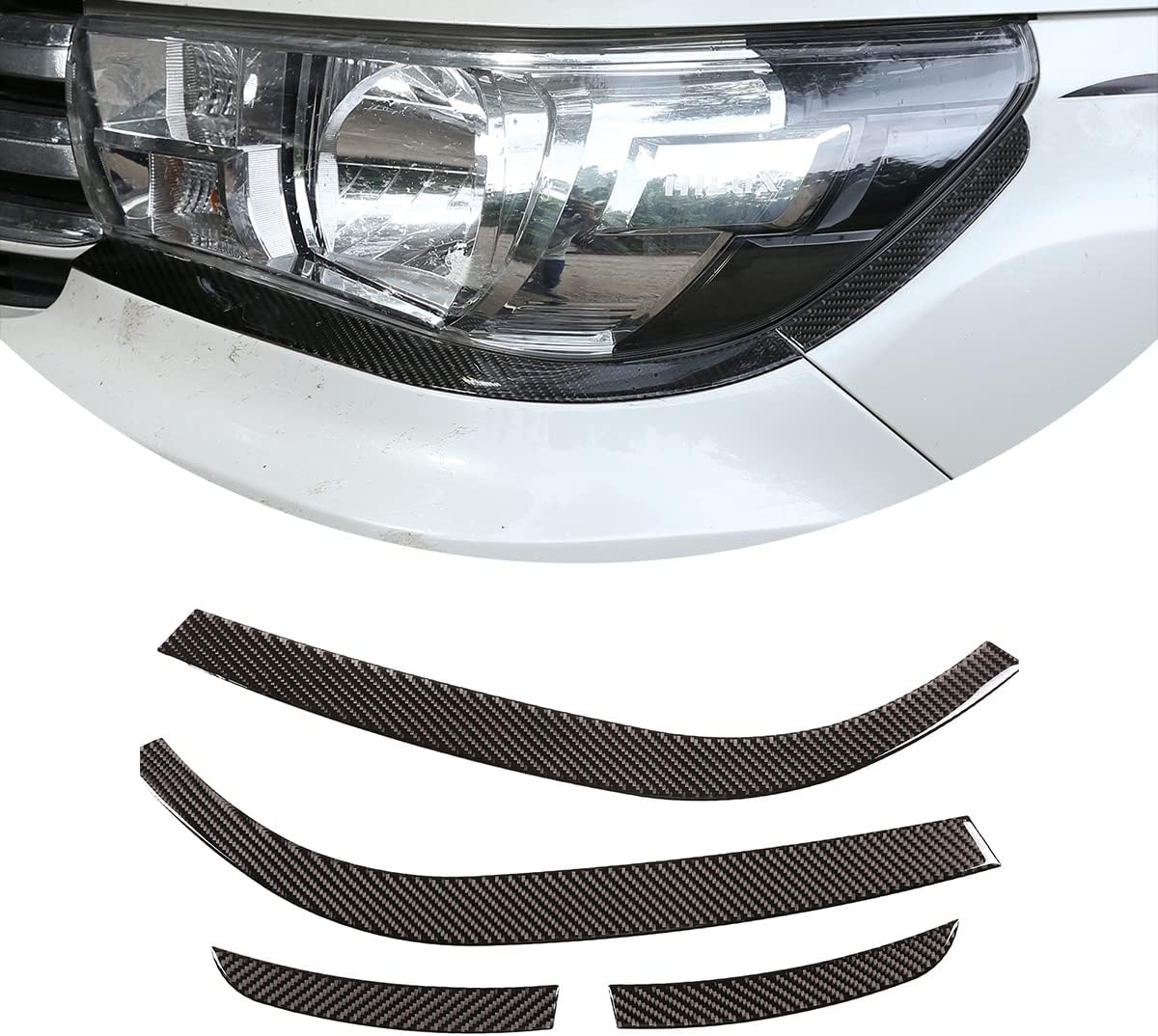 for Toyota Hilux 2015 2016 2017 2018 2019 2020 2021 3D Sticker Soft Carbon Fiber Front Headlight Eyebrow Decoration Cover Trim Sticker