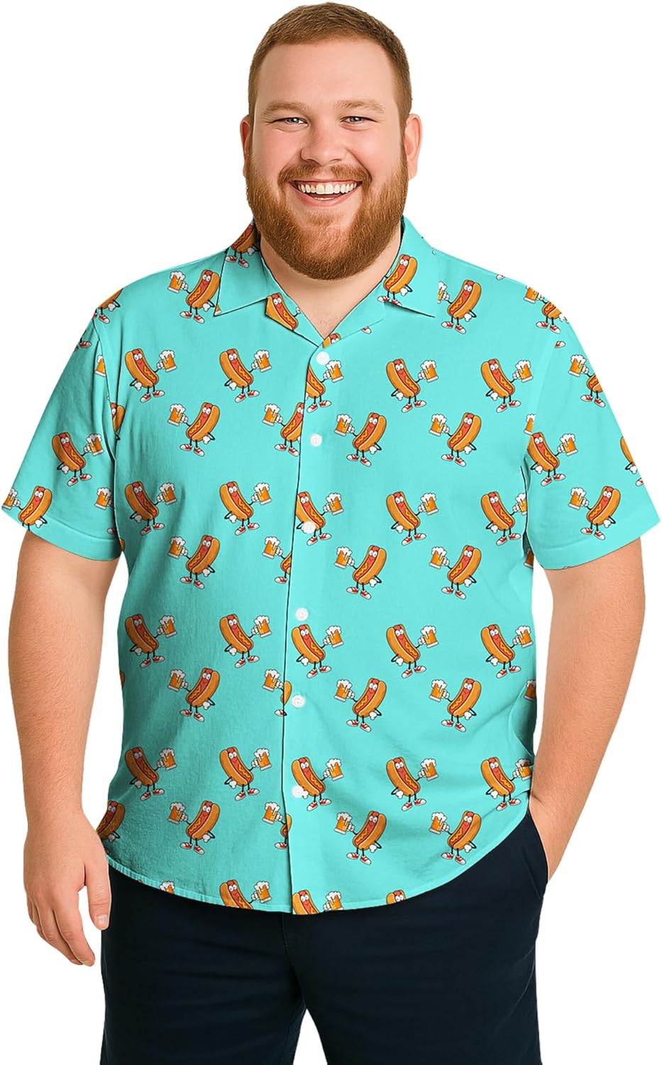 Weecreeture Big and Tall Men's Hawaiian Shirt - Short Sleeve, Tropical Floral Button Down Casual Summer Beach Shirt