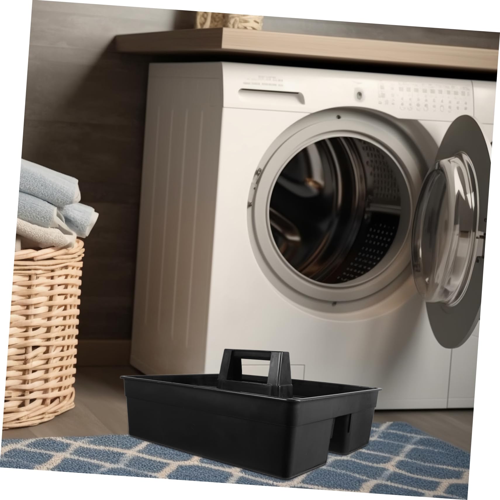 Mobestech Carrito De Limpieza Grande De Plástico Con Asa, Organizador Portátil Para Productos De Limpieza, Cesta Multiusos Para Hotel y Almacenamiento Industrial