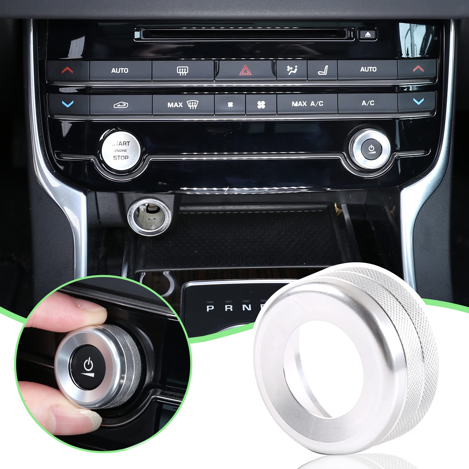 PIUGILH Aluminum Control Rings Multimedia Volume Knob Covers Compatible with Jaguar F-PACE/XE/XEL/XF/XFL
