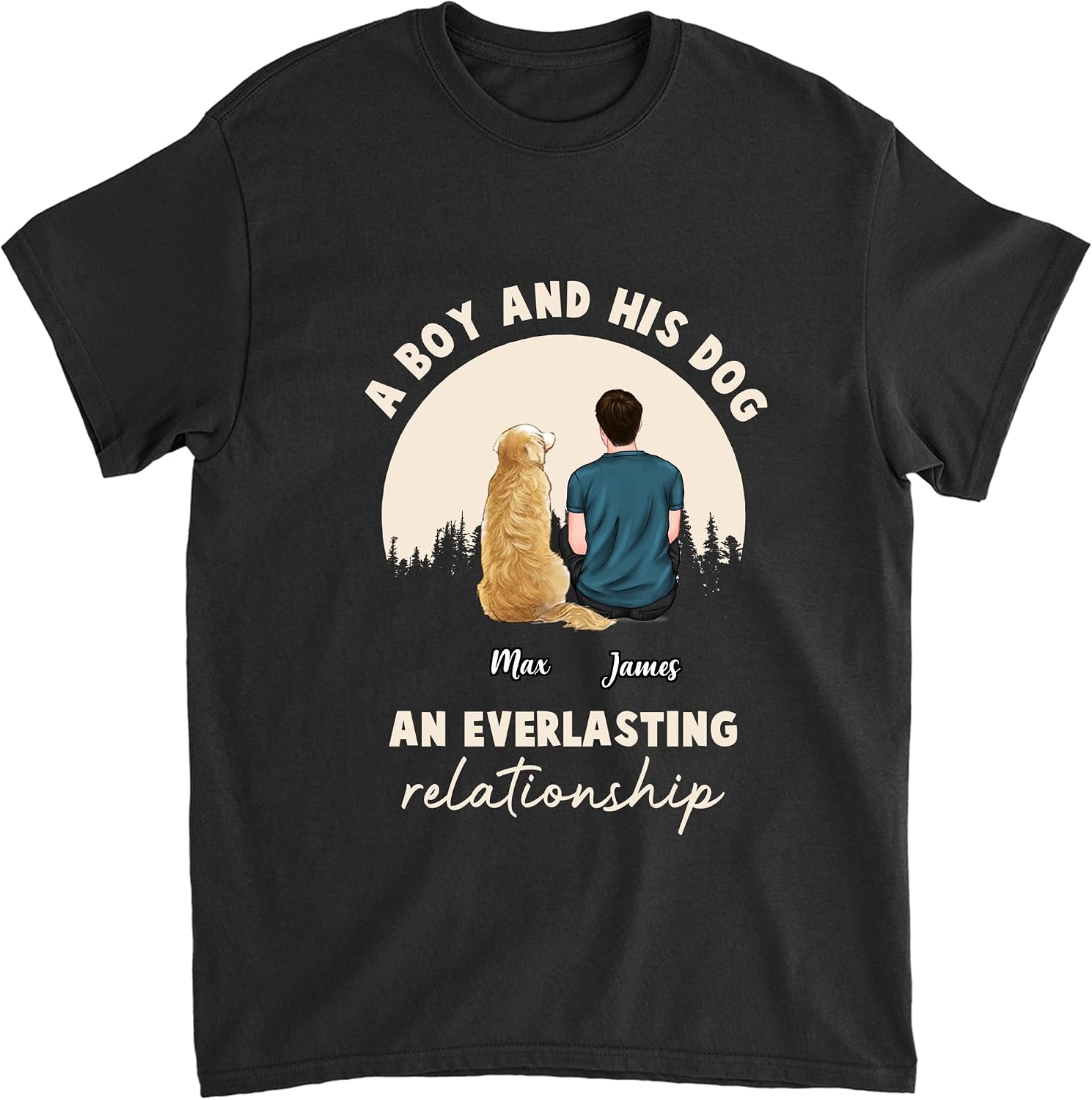 Gossby Personalized Custom Shirt - A boy and his Dog an Everlasting Relationship Dogs Personalized T-Shirt/Long Sleeve