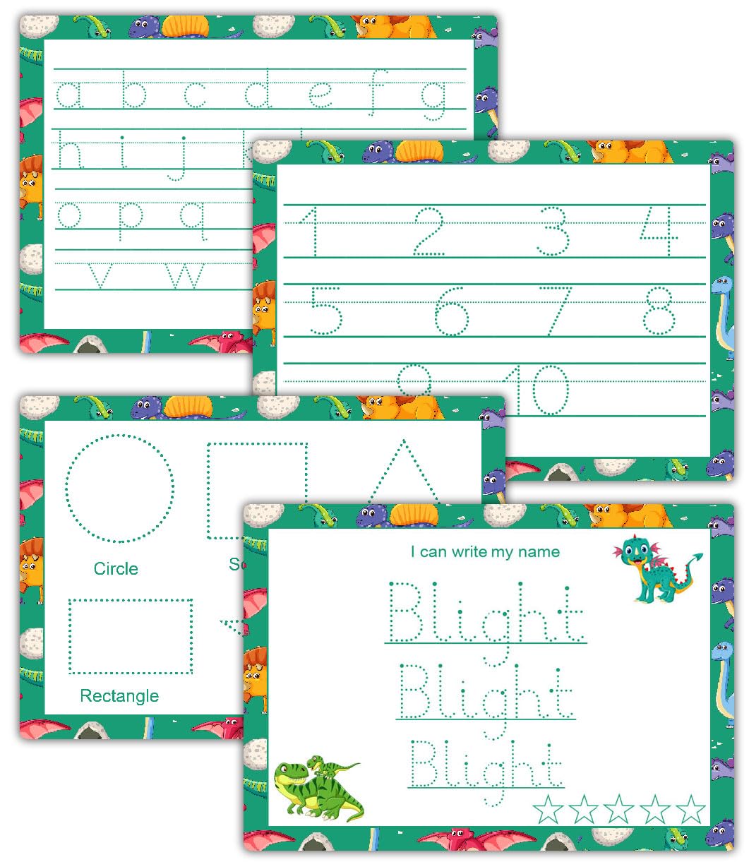Write & Wipe Tracing Mats with Erase Pen – Personalized Name + Alphabet, Numbers & Shapes Sheets for Kids | Fun Reusable Handwriting Kit for Toddlers & Preschool Early Learning