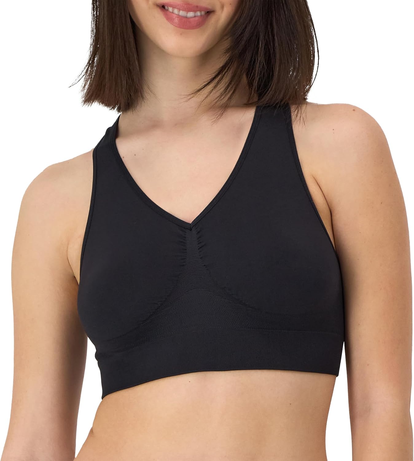 Hanes Women's Seamless Racerback Bra, Pullover Full-Coverage Bralette, 2-Pack - Image 2