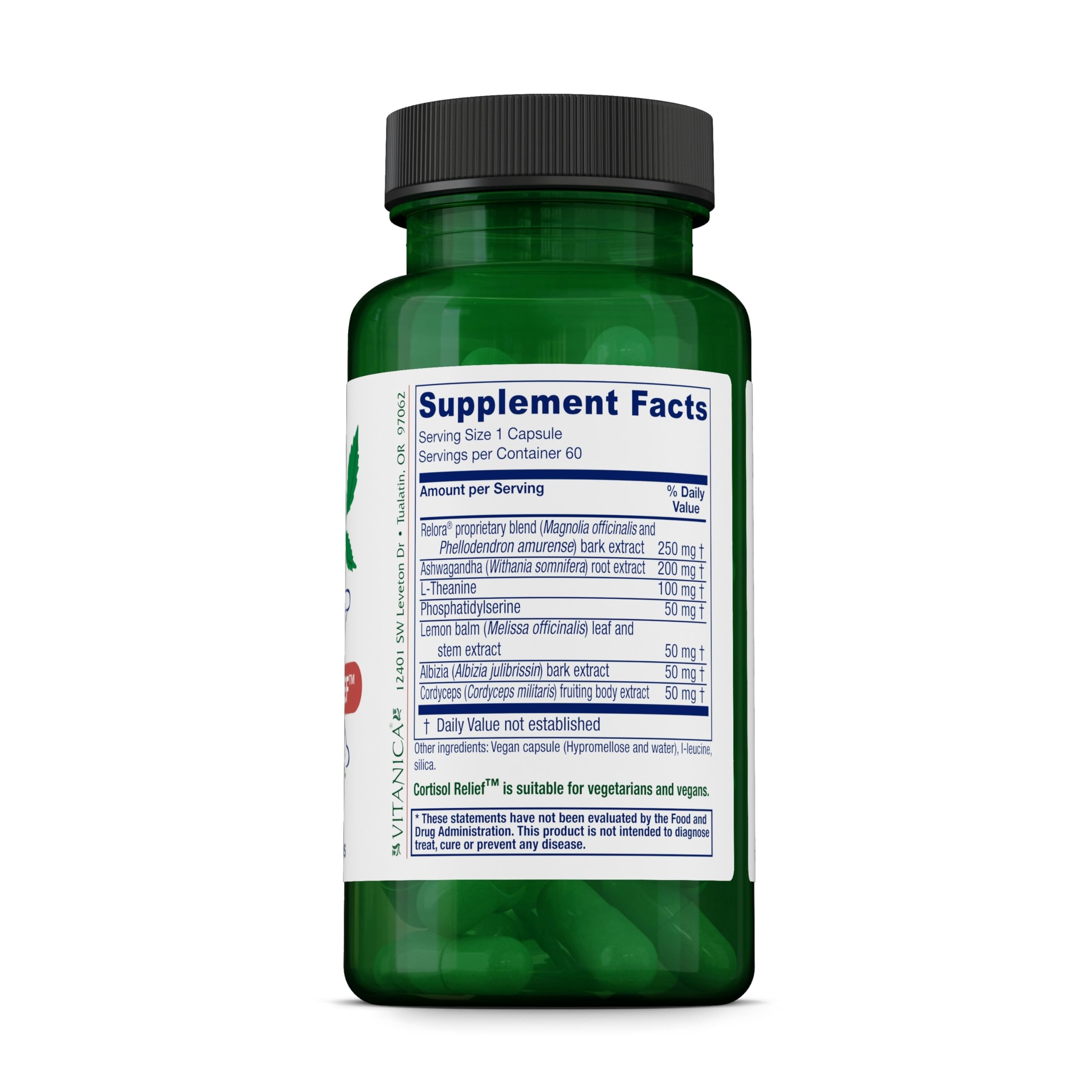 Vitanica Cortisol Relief, Dr. Formulated Sleep, Stress, Cortisol Manager Supplement, Vegan, 60 Capsules — Amazon image 2