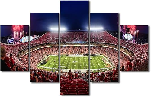 Vista 204 de Cuadros de estadios deportivos de fútbol americano de Minnesota, cuadros de vikingos, 5 paneles, lienzo para pared, arte de pared del estadio