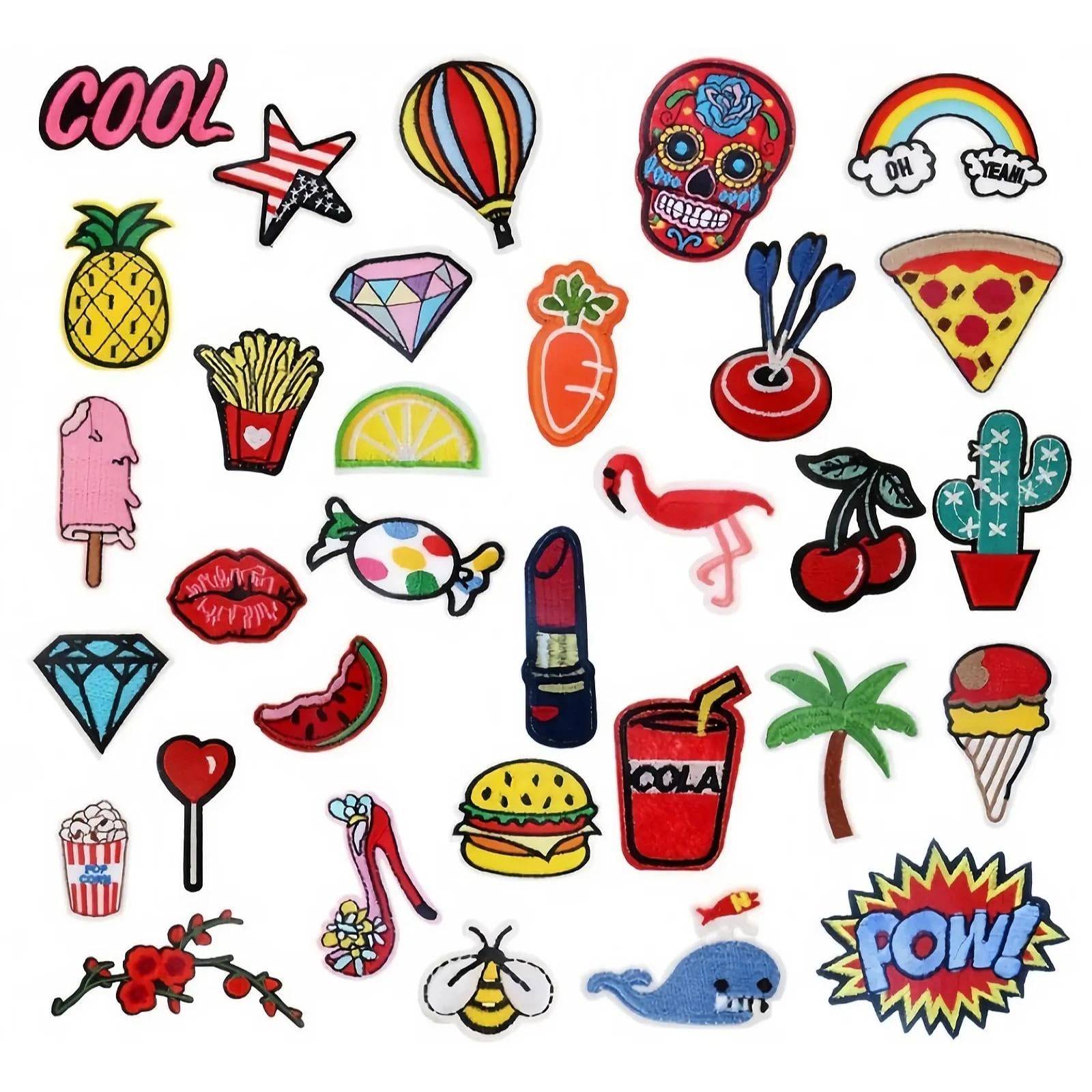 txuzong 32 Pack Iron on Patches for DIY Clothing, Assorted Applique — image 1