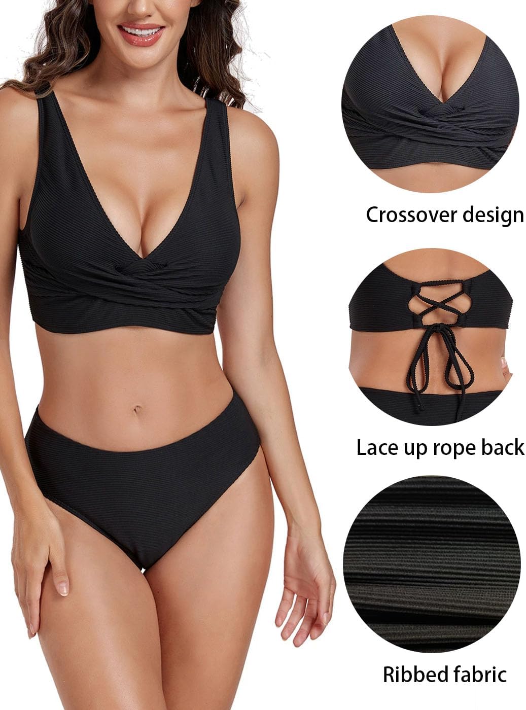 SWBALLETTO Women's Deep V Low Rise Bikini with Adjustable Straps Two Piece Swimsuit for Beach Pool and Summer Vacations - Image 6