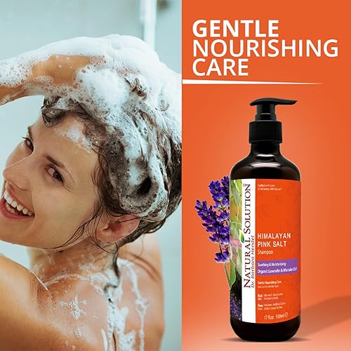 Miniatura 3 de Natural Solution Champú, aceite orgánico de lavanda y marula con sal rosa del Himalaya, calmante e hidratante, cuidado diario para todo tipo de